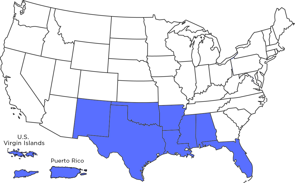 Field Team Regional Map (South, Puerto Rico, and The U.S. Virgin Islands) – SiriusXM Dealer Portal